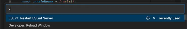 VS Code 重啟 ESLint 伺服器命令